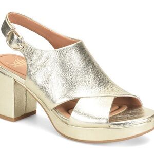 Gold Women's Block Heel Sandals